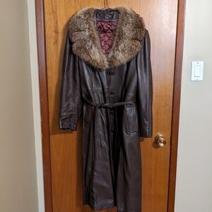 Women vintage leather coat